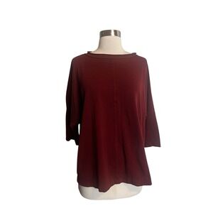 Ischiko Women's Oversized Tunic Top Size 2 Burgundy Lagenlook US 8-10
